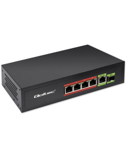 Qoltec przełącznik sieciowy switch fast ethernet poe 4x rj45 poe 1x rj45 uplink 1x sfp | 65w | 1000 mb