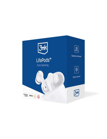 Słuchawki 3mk lifepods douszne bezprzewodowe bluetooth 5.3 anc - białe