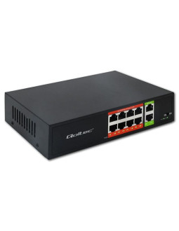 Qoltec przełącznik sieciowy switch fast ethernet poe | 8x rj45 | 2x rj45 uplink | 120w | 10/100 mb/s