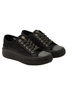 Lee cooper buty damskie sportowe trampki czarne platforma koronkowe