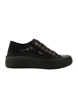 Lee cooper buty damskie sportowe trampki czarne platforma koronkowe 2