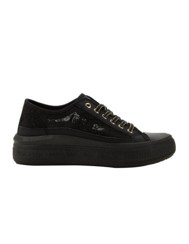 Lee cooper buty damskie sportowe trampki czarne platforma koronkowe