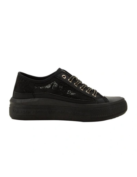 Lee cooper buty damskie sportowe trampki czarne platforma koronkowe