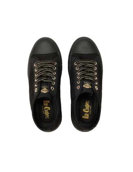 Lee cooper buty damskie sportowe trampki czarne platforma koronkowe