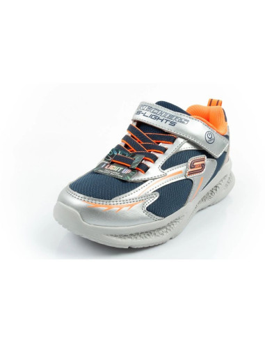 Skechers  buty sportowe dziecięce glow strider led dla chłopca srebrne