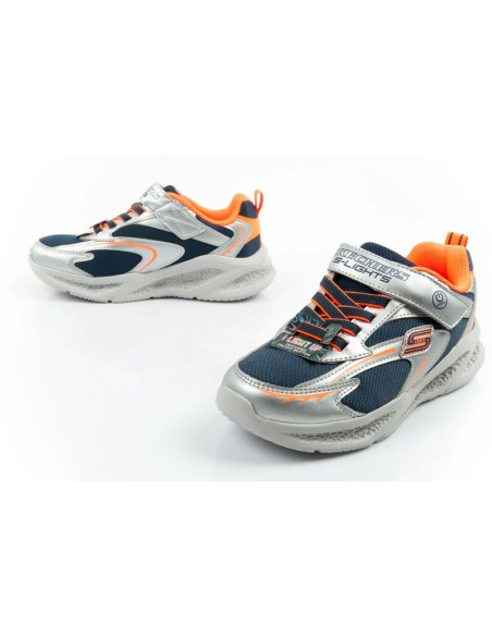 Skechers  buty sportowe dziecięce glow strider led dla chłopca srebrne