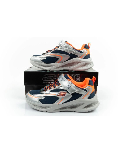Skechers  buty sportowe dziecięce glow strider led dla chłopca srebrne