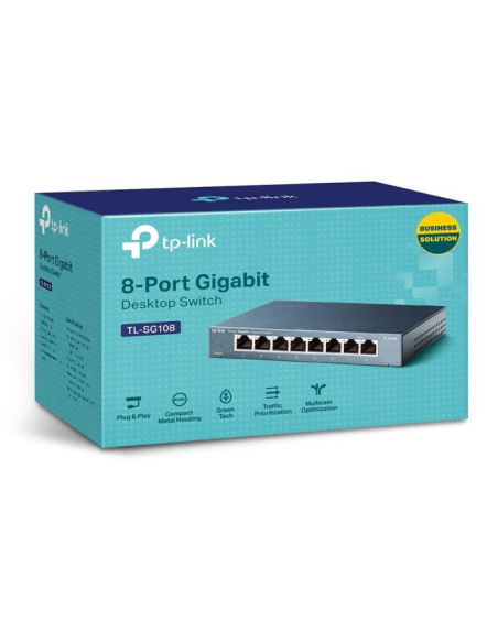 Tp-link tl-sg108 nie zarządzany gigabit ethernet (10/100/1000) czarny