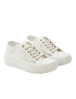 Lee cooper buty damskie sportowe trampki białe platforma koronkowe