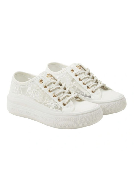Lee cooper buty damskie sportowe trampki białe platforma koronkowe