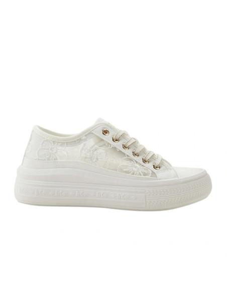 Lee cooper buty damskie sportowe trampki białe platforma koronkowe