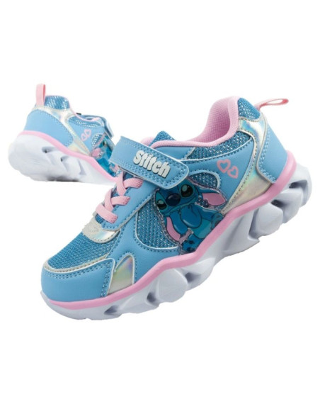 Leomil buty sportowe dziecięce sneakersy stitch lekkie na rzep led niebieskie