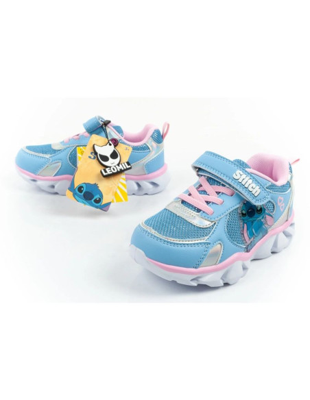 Leomil buty sportowe dziecięce sneakersy stitch lekkie na rzep led niebieskie
