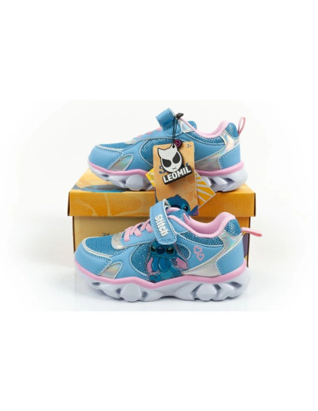 Leomil buty sportowe dziecięce sneakersy stitch lekkie na rzep led niebieskie