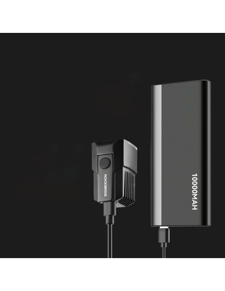Lampka rowerowa rockbros rhl1600 przednia 1600 lm z zasilaniem zewnętrznym usb-c - czarna