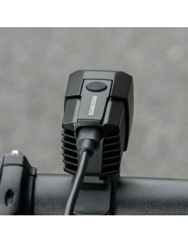 Lampka rowerowa rockbros rhl1600 przednia 1600 lm z zasilaniem zewnętrznym usb-c - czarna