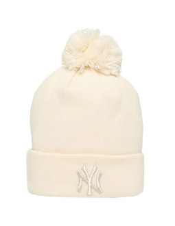 New era wmns metallic bobble beanie new york yankees hat 60691357 beżowe one size