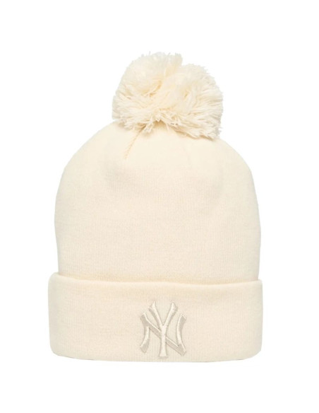 New era wmns metallic bobble beanie new york yankees hat 60691357 beżowe one size