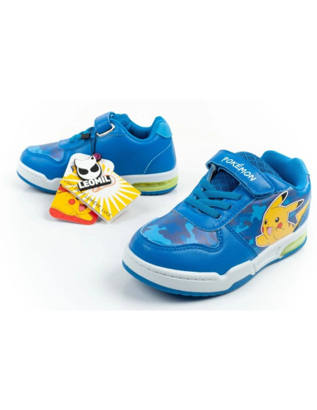 Leomil buty sportowe dziecięce sneakersy pokemon lekkie na rzep led niebieskie