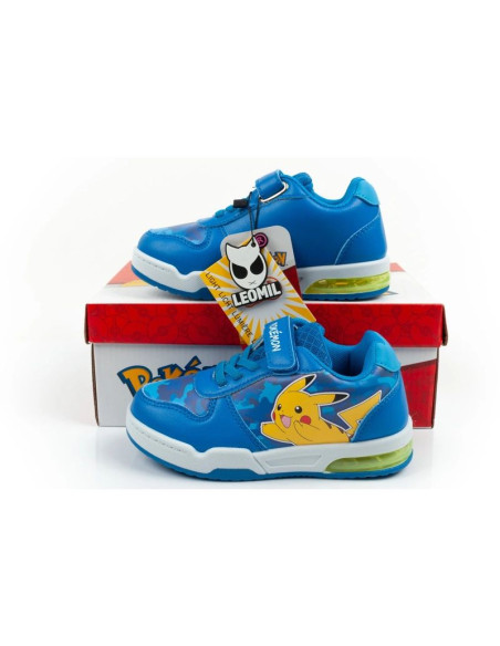 Leomil buty sportowe dziecięce sneakersy pokemon lekkie na rzep led niebieskie