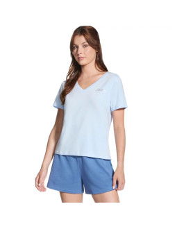 Skechers signature v-neck tee tp167-swbl niebieskie l