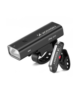 Zestaw lampek rowerowych wozinsky wsblb2 przednia (400 lm) usb-c i tylna usb micro - czarny