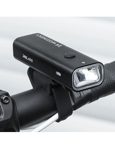 Zestaw lampek rowerowych wozinsky wsblb2 przednia (400 lm) usb-c i tylna usb micro - czarny