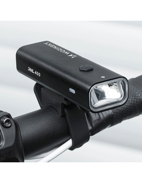 Zestaw lampek rowerowych wozinsky wsblb2 przednia (400 lm) usb-c i tylna usb micro - czarny