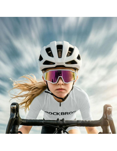 Okulary rowerowe rockbros sp383 shining warrior - matowa biała ramka, polaryzowane czerwone soczewki
