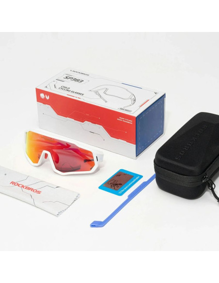 Okulary rowerowe rockbros sp383 shining warrior - matowa biała ramka, polaryzowane czerwone soczewki