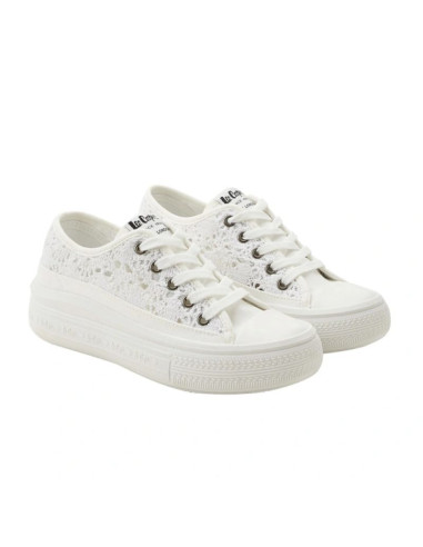 Lee cooper buty damskie sportowe trampki białe platforma koronkowe