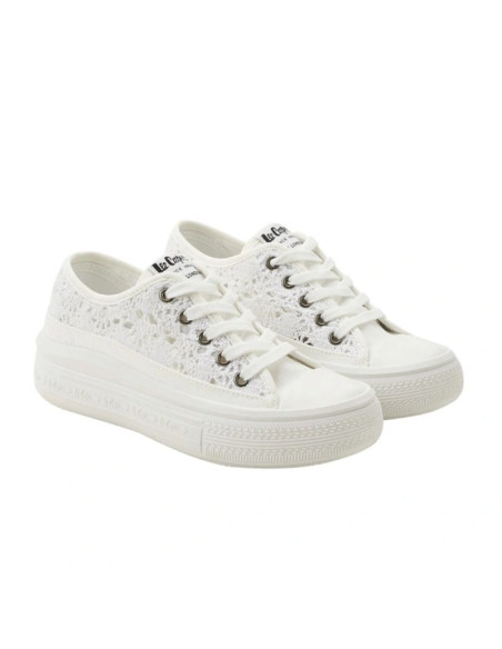 Lee cooper buty damskie sportowe trampki białe platforma koronkowe