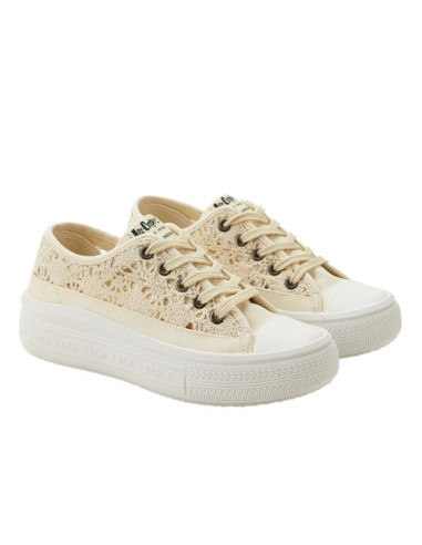 Lee cooper buty damskie sportowe trampki beżowe platforma koronkowe