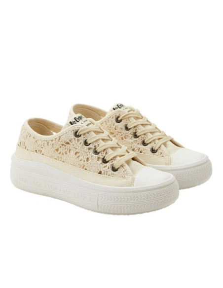 Lee cooper buty damskie sportowe trampki beżowe platforma koronkowe