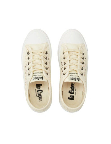 Lee cooper buty damskie sportowe trampki beżowe platforma koronkowe