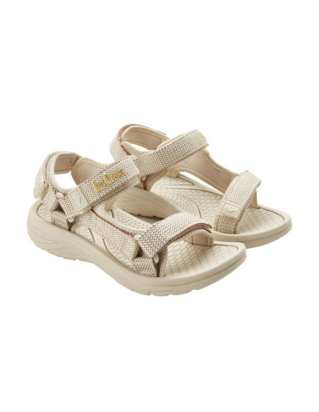 Lee cooper buty damskie sandały na rzepy na lato na plażę lekkie beżowe kremowe