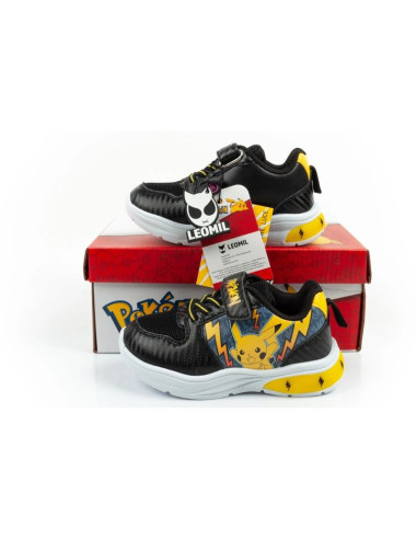 Leomil buty sportowe dziecięce sneakersy pokemon lekkie na rzep led czarne żółte