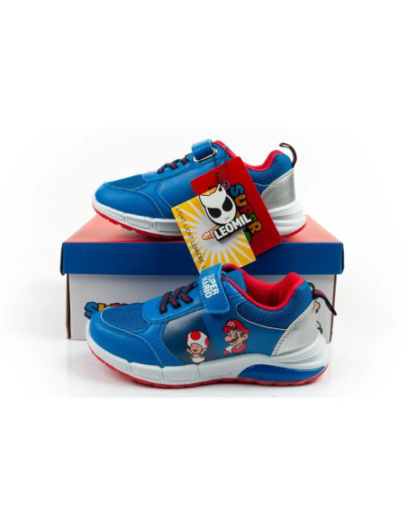 Leomil buty sportowe dziecięce sneakersy super mario na rzep led niebieskie
