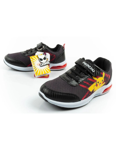Leomil buty sportowe dziecięce sneakersy pokemon lekkie na rzep led czarne