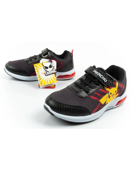 Leomil buty sportowe dziecięce sneakersy pokemon lekkie na rzep led czarne