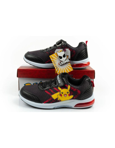 Leomil buty sportowe dziecięce sneakersy pokemon lekkie na rzep led czarne