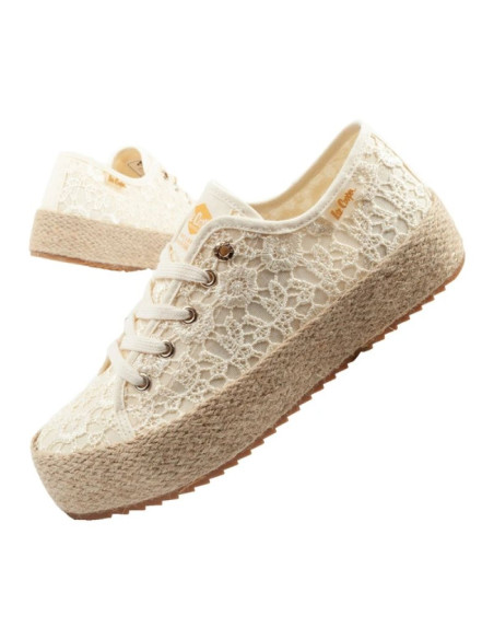 Lee cooper buty sportowe damskie koronkowe trampki beżowe platforma