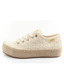 Lee cooper buty sportowe damskie koronkowe trampki beżowe platforma 2