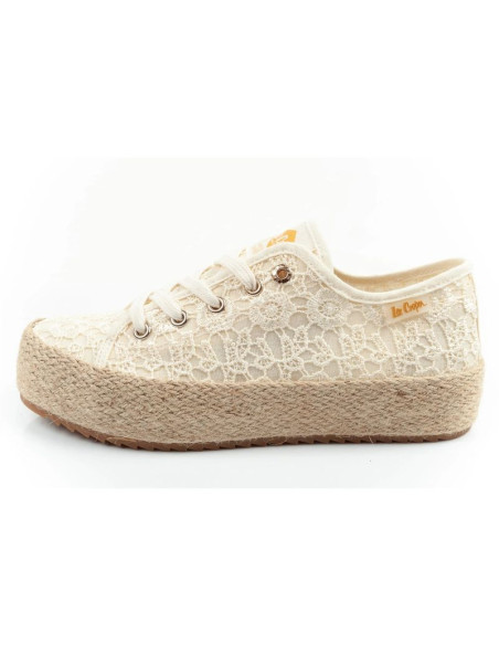 Lee cooper buty sportowe damskie koronkowe trampki beżowe platforma