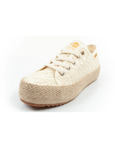 Lee cooper buty sportowe damskie koronkowe trampki beżowe platforma