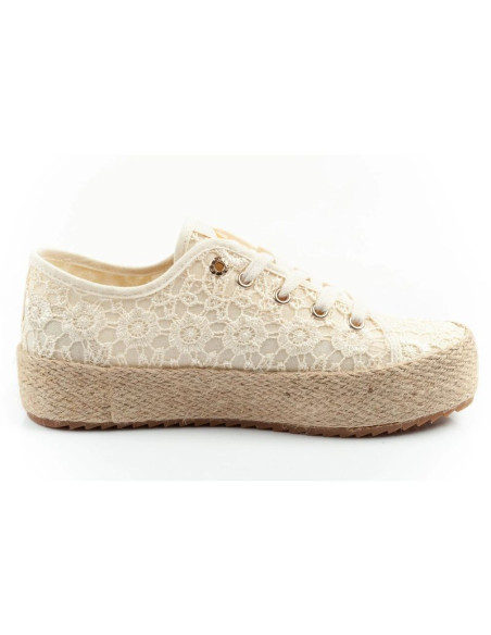 Lee cooper buty sportowe damskie koronkowe trampki beżowe platforma