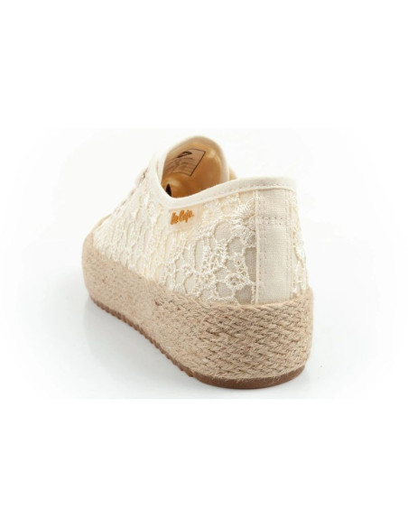 Lee cooper buty sportowe damskie koronkowe trampki beżowe platforma