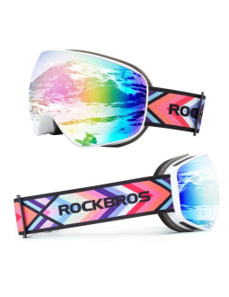 Gogle narciarskie rockbros sp284 - matowa biała ramka, szara soczewka pc z różowym lustrem cherry blossom, dziecięce