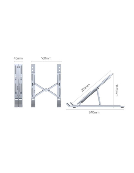 Unitek podstawka pod laptop składana, aluminium