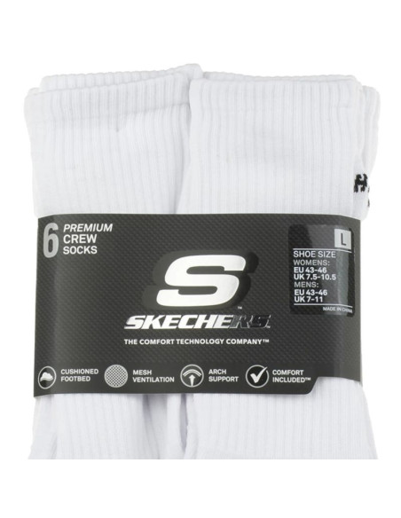 Skechers 6pk core crew lg socks s118220-wht białe 43-46